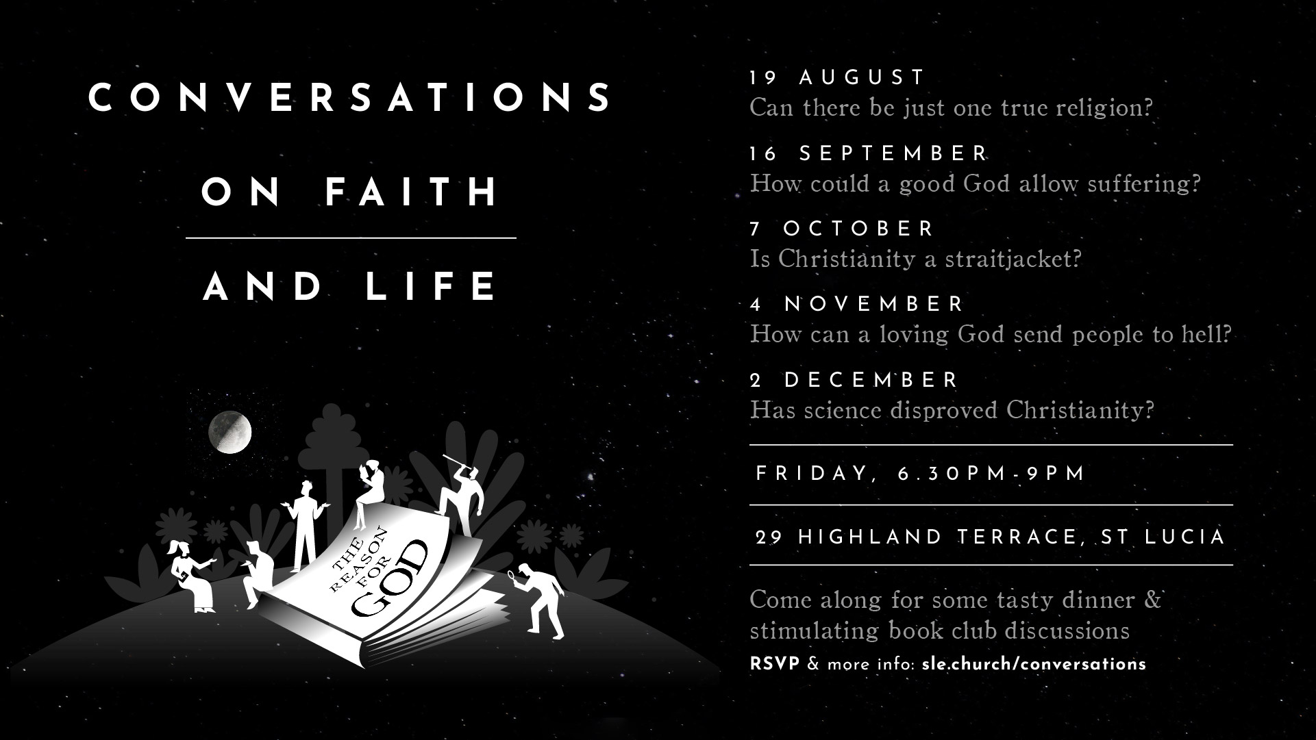 Dates and Times for Conversations on Faith and Life